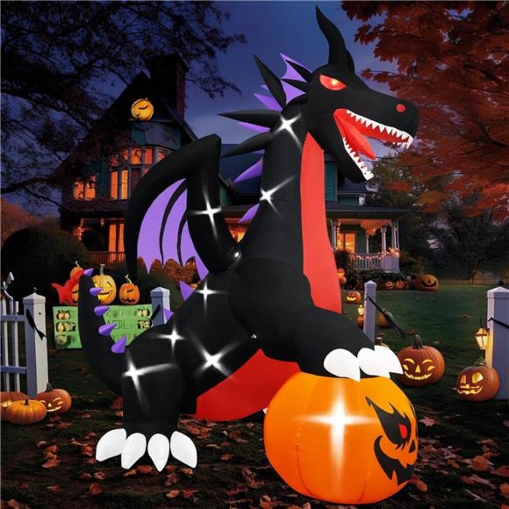 New 10Ft Tall Halloween Inflatables Giant Pumpkin Dragon Outdoor
